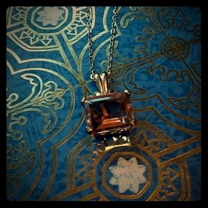 Blush quartz and white topaz silver necklace